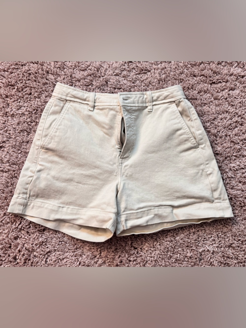 Everlane Cream High-Rise Jean Shorts